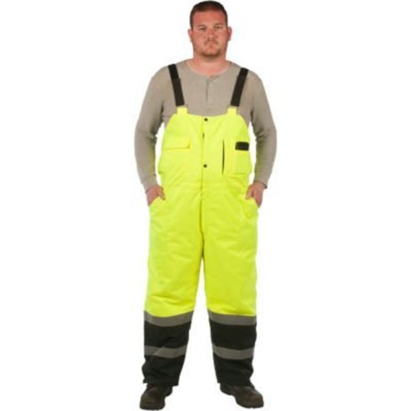 Old Toledo Brands Utility Pro Hi-Vis Lined Bib Overall, Class E, L, Yellow UHV500-L-Y